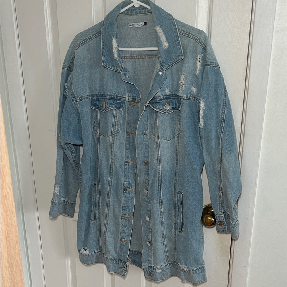 Light Blue Distressed Jean Jacket